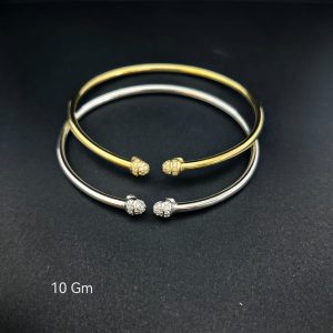 HYH Jewelry – Elegant Zircon Pave Ball Open Cuff Bangle Bracelet (Gold & Silver Dual Pack)